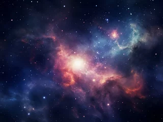 Foto op Plexiglas HQ watercolor portrays a captivating galaxy nebula background. © Llama-World-studio