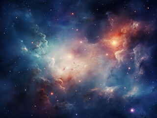 Naklejka premium Vibrant watercolor captures the beauty of a galaxy nebula.