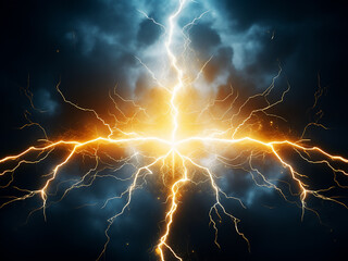 Lightning symbols in abstract 3D, ideal for poster designs.