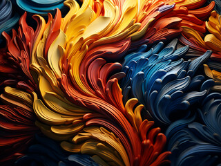 Colored textures in 3D create dynamic art decorations.