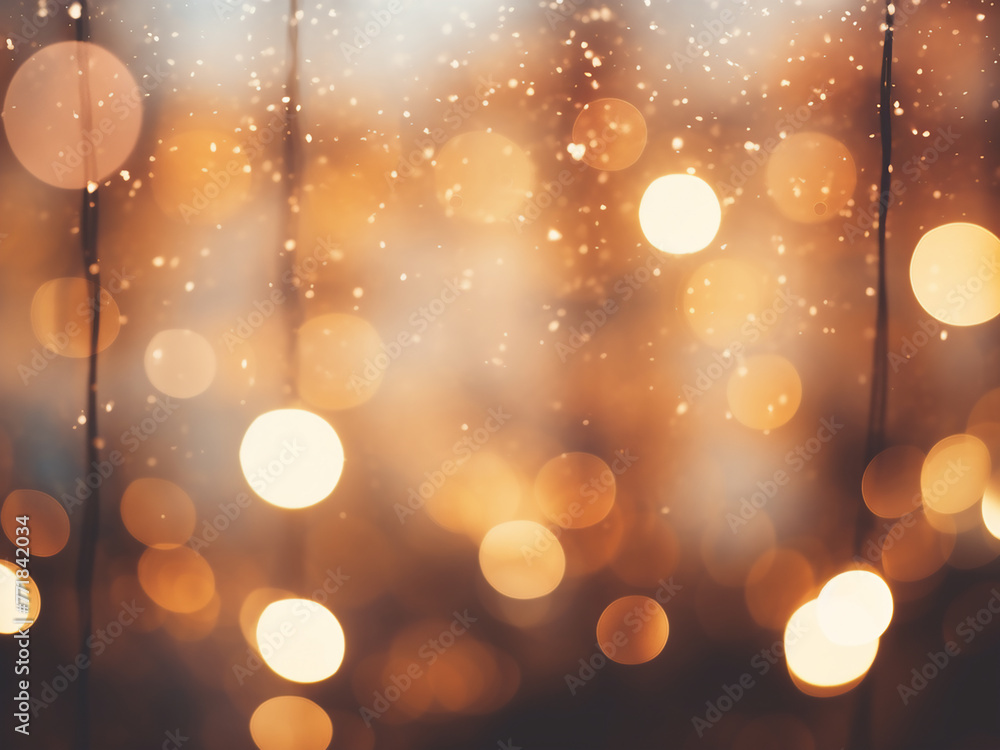 Poster defocused bokeh lights form a light blur backdrop.