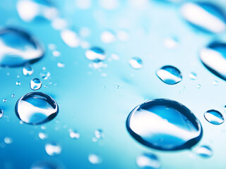 Fototapeta na wymiar Close-up captures light blue liquid with transparent bubbles.