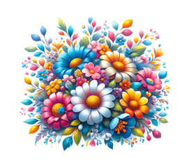 Fototapeta na wymiar colorfull flower on transparent background