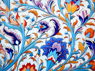 Traditional Ottoman marbling art forms a vibrant backdrop.