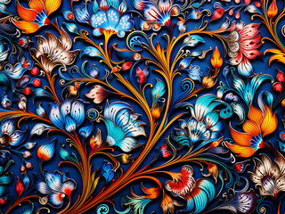 Abstract background features colorful Ottoman Turkish marbling. - obrazy, fototapety, plakaty