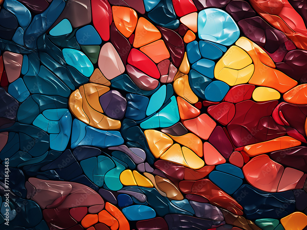 Poster ai generates modern mosaic art with vibrant colors and patterns.