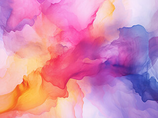 Purple, pink, and yellow blend in computer-generated watercolor abstract.