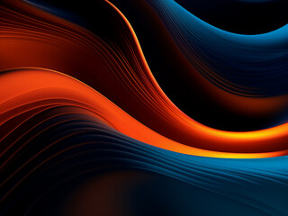 Dark background highlights abstract wave pattern with layered colors.