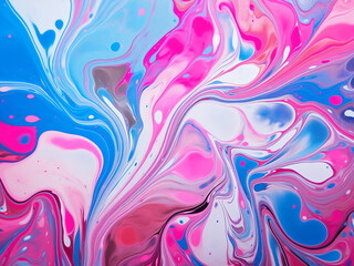 Abstract background showcases a colorful marble pattern from acrylic paints.