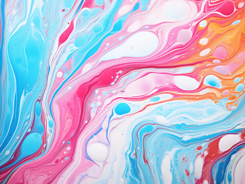 Vibrant colors blend into a marble pattern in the abstract background.