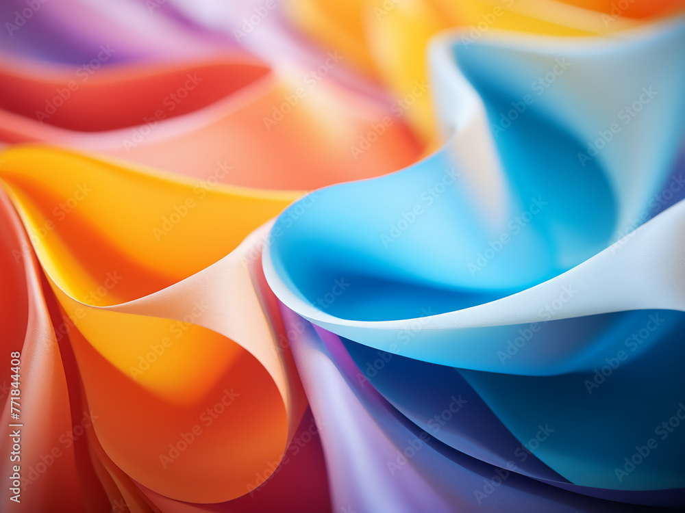 Poster colored paper sheets merge, creating a captivating blur effect.