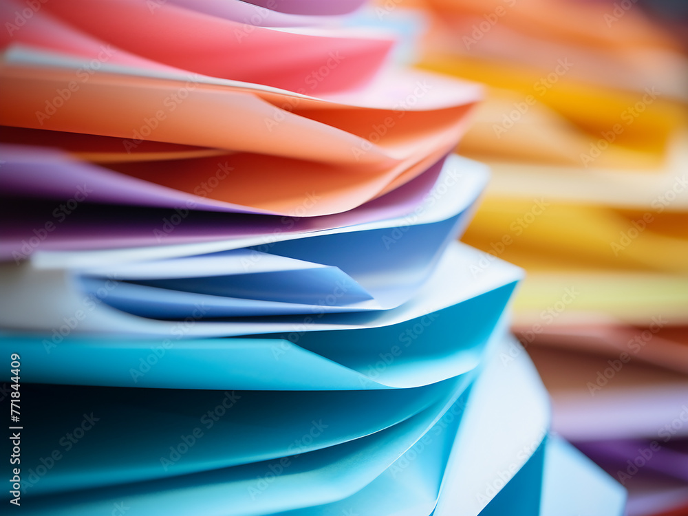 Poster vibrant colors merge into a mesmerizing blur on sheets of colored paper.