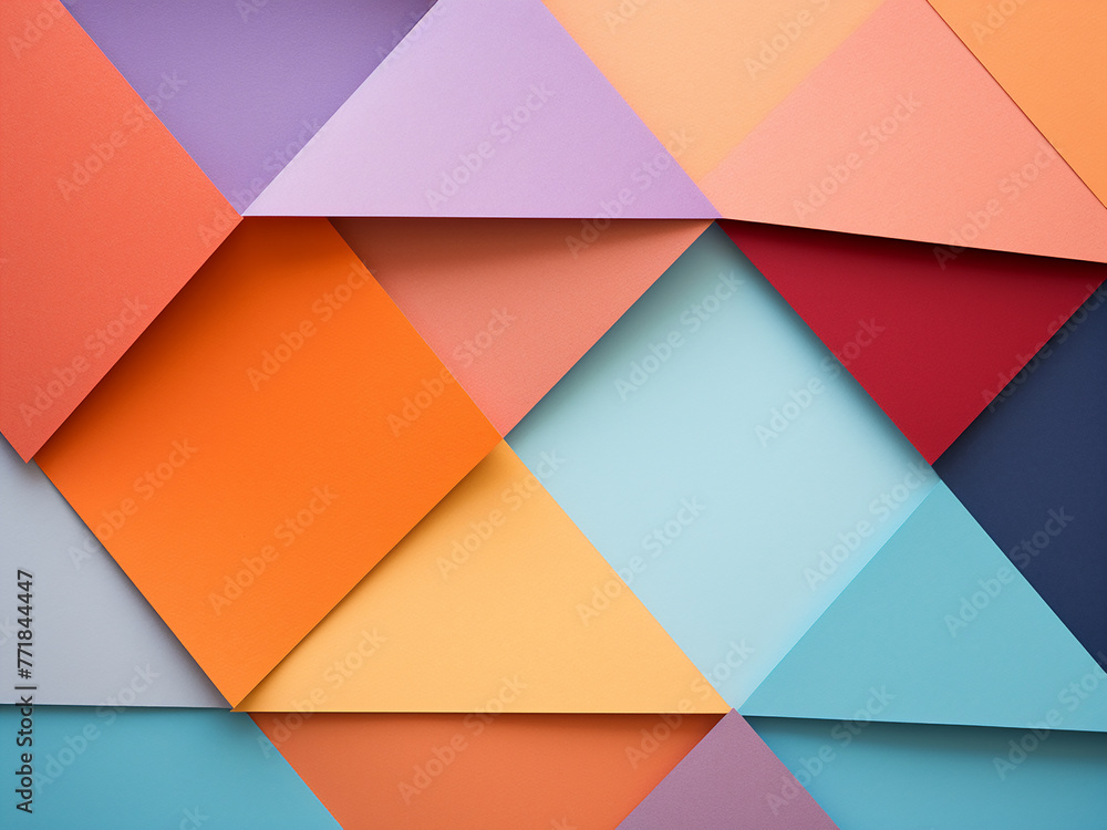 Poster construction paper combination forms abstract geometric patterns with pastel tones.