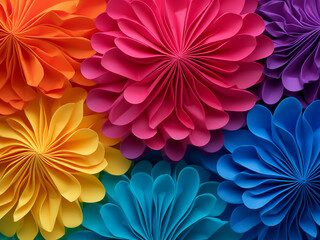 Obraz premium Multicolor paper sheet arrangement seen from above.