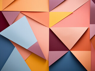Geometric designs on multicolor construction paper feature subdued pastel hues. - obrazy, fototapety, plakaty
