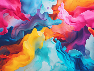 Vibrant colors splash across the canvas in painted art.