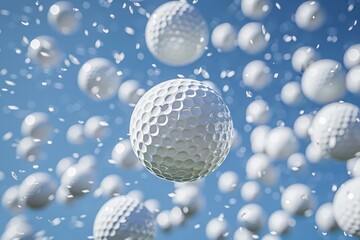 Fototapeta na wymiar Golf balls flying through the air