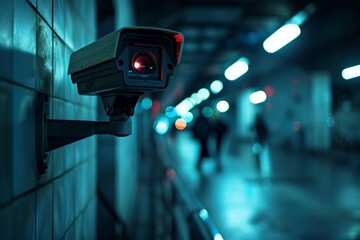 A security camera capturing a robbery - obrazy, fototapety, plakaty