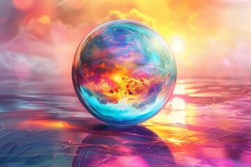 A digital rendering of a crystal ball showing the potential outcomes of different investment choices