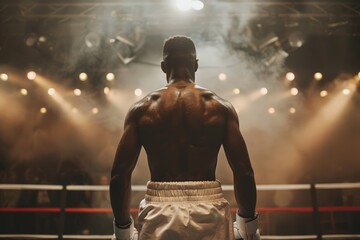 A boxer standing tall in the ring, ready to face their opponent - obrazy, fototapety, plakaty