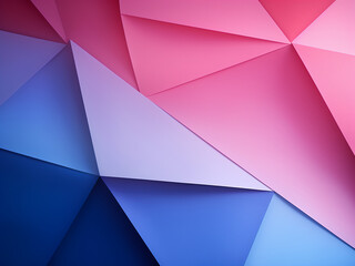 Abstract sophistication: Pink and blue background features geometric patterns.