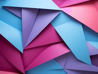 Abstract geometry: Geometric shapes adorn pink, purple, and blue backdrop.