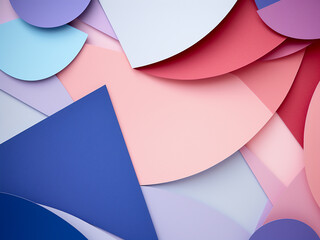 Creative flat lay: Pink, purple, and blue paper background in a multicolor composition.