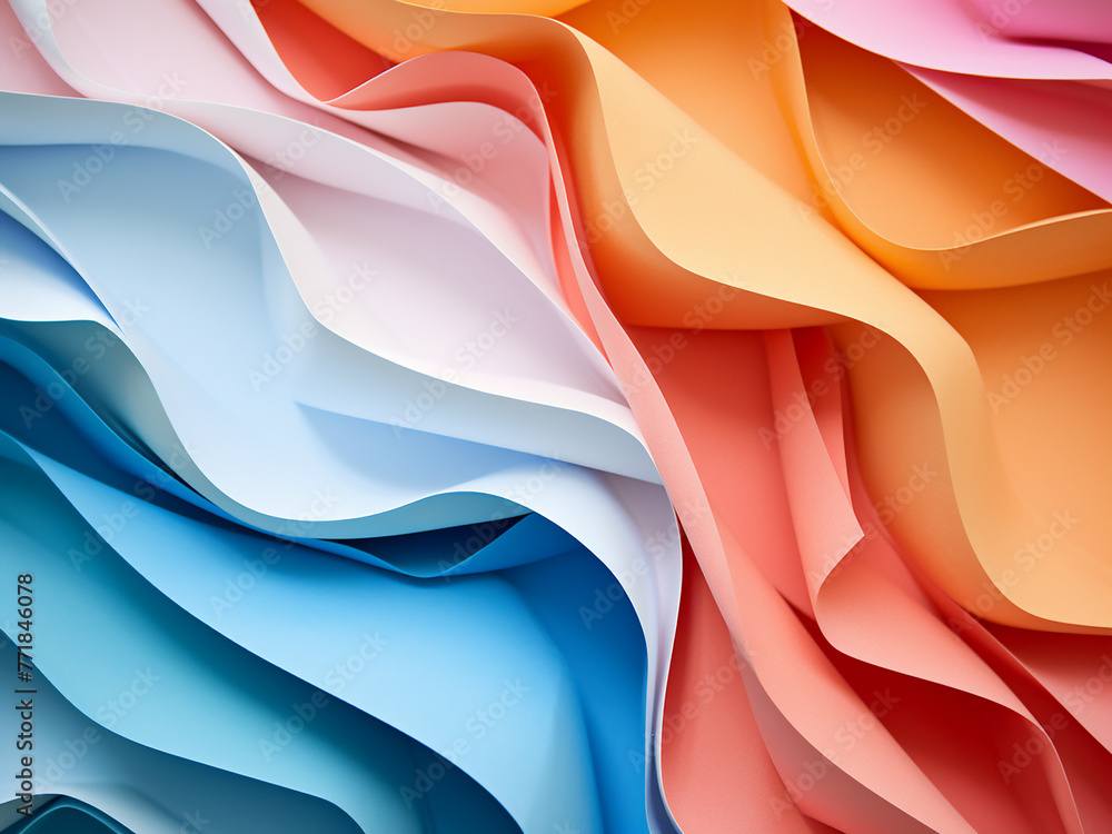 Poster abstract composition created from layers of colored paper.