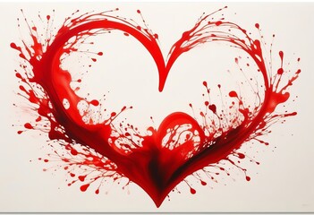 A striking scene unfolds as red ink gracefully forms a heart shape