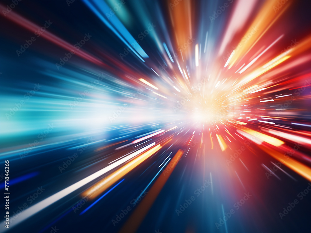 Poster bokeh abstract suggests speed and dynamic movement.