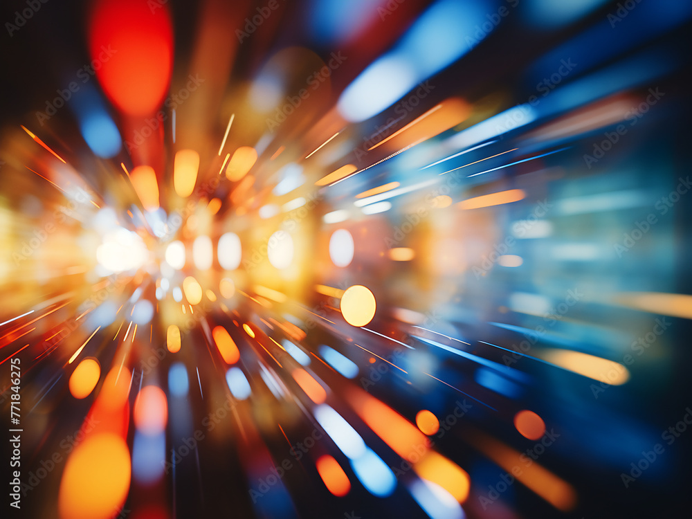Poster speed is implied by the bokeh effect in the abstract backdrop.
