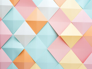 Geometric flat lay background showcases pastel hues.