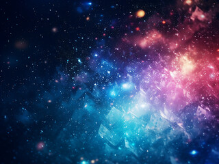 Cosmic background features vibrant hues and salt particles.