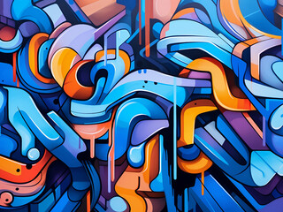 Street art background highlights cosmic blue and violet shades.