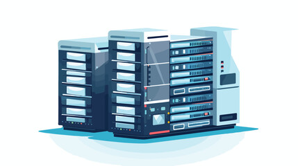 Data center or web hosting icon image flat cartoon