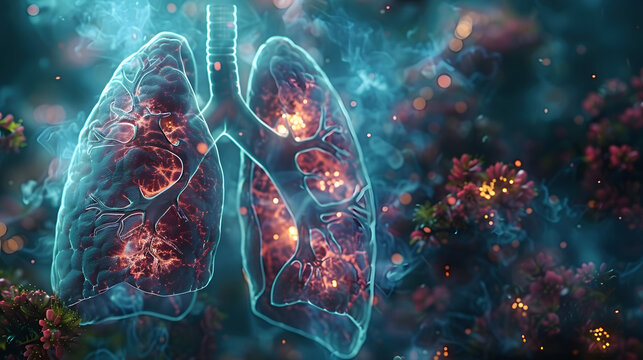 Diseases of the lungs in the picture lung cancer concept