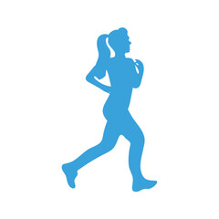 Fototapeta na wymiar Marathon Runners on abstract blue 