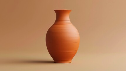 Clay render of a decorative vase, sleek minimalism, isolated on a pure solid background , clean sharp