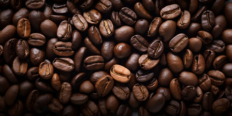 Arabica Coffee beans,Coffee Bean Background Roasted Brown Beans, coffee beans, Generative AI - obrazy, fototapety, plakaty