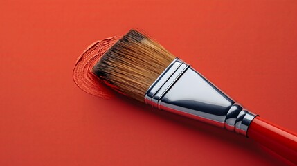 Claystyle rendering of a paintbrush, streamlined design, isolated against a solid color background , clean sharp