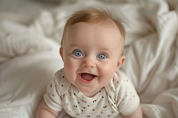 A happy one-year-old baby. Happy birthday