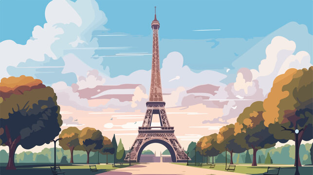 Elegant travel poster of Paris France Europe. Conce