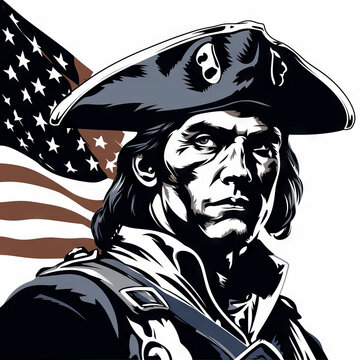 Liberty's Vanguard: A Patriotic Illustration of an American Revolutionary Soldier