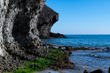 Volcanic Rock Arch at Seashore in Cabo de Gata, Spain