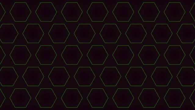 Symmetrical black and green hexagonal pattern with overlapping shapes, creating a larger repeating image