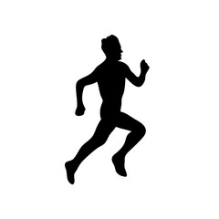 Fototapeta na wymiar Running man black silhouette