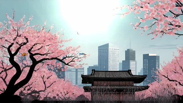 japanese cherry blossom in spring