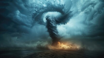 Super Typhoon, tropical storm, twister in stormy sky, cyclone, Severe hurricane storm weather clouds, tornado, Weather background, windstorm, gale moves to the ground