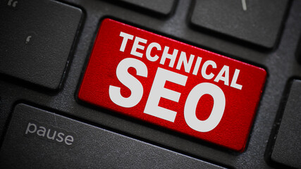 Technical SEO text button on keyboard