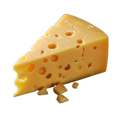a slice of cheese with holes in it on a transparent background